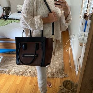 Celine style Italian Leather Satchel Bag